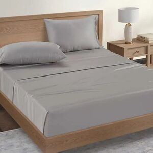 NWT Pure Earth Sheet Set Gray Solid 4 Piece 300 Thread Count Queen Sheet…